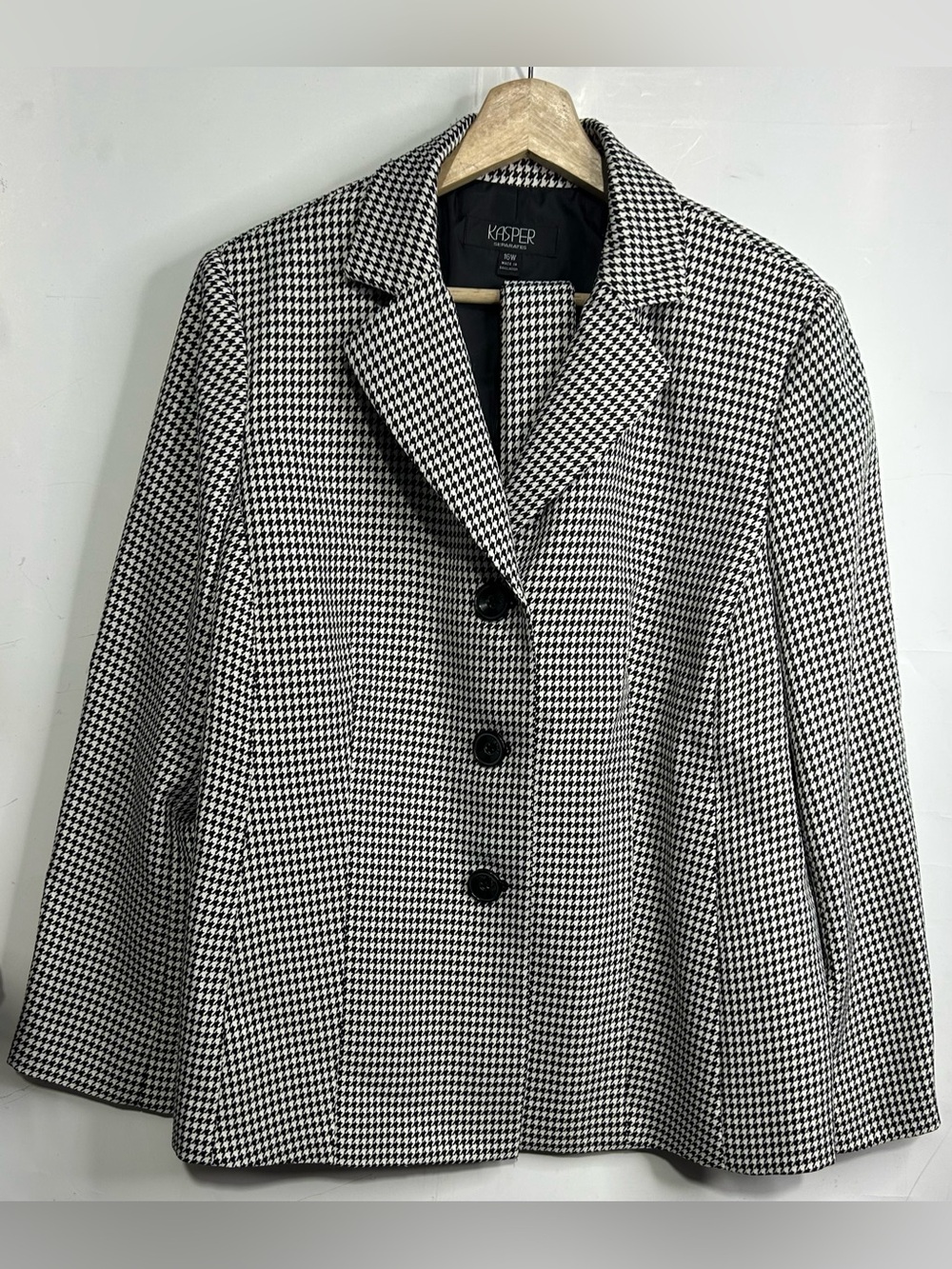 Kasper Separates Houndstooth Blazer Jacket with Belt Size 16W